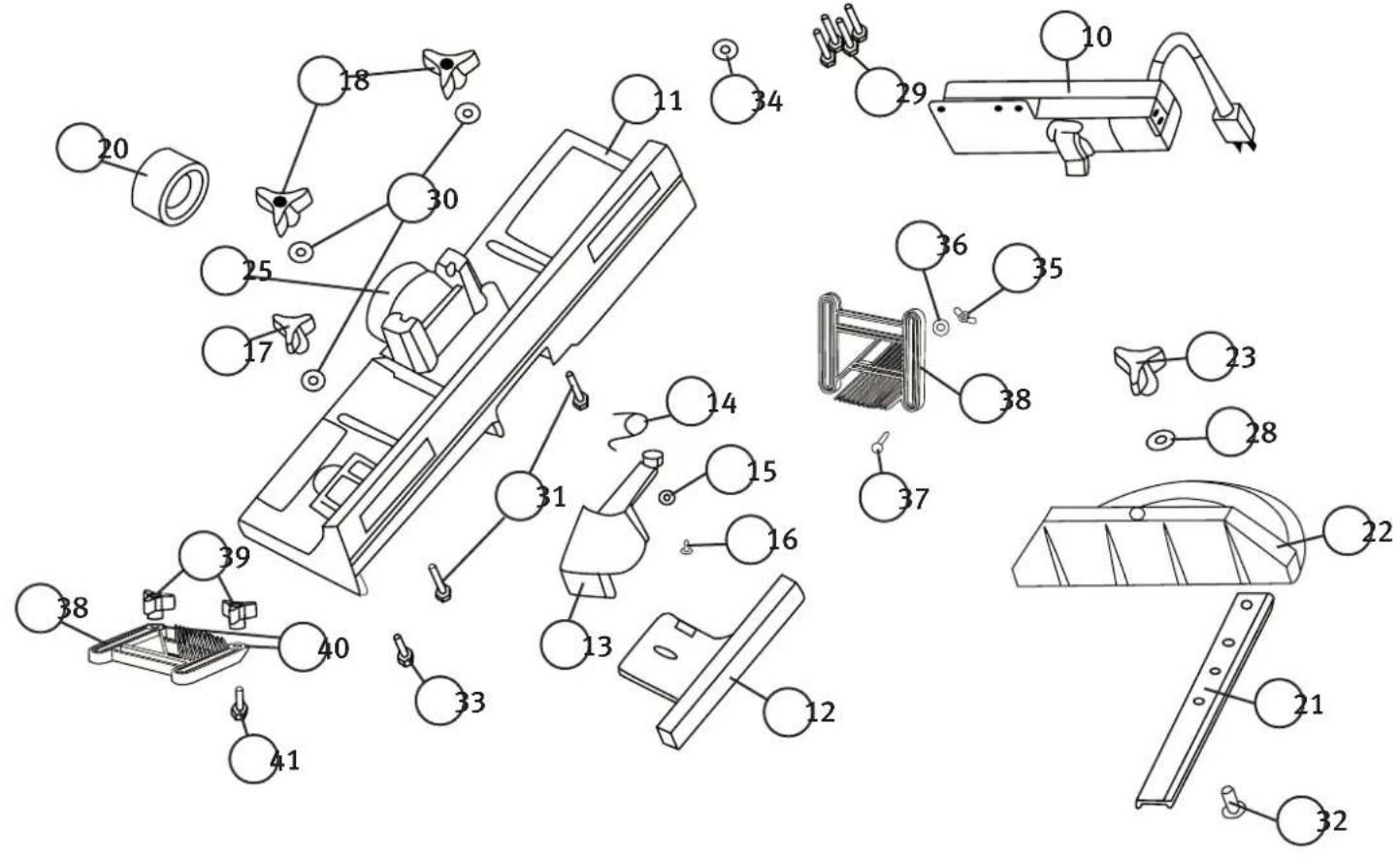 Exploded view diagram of a refrigerator with numbered parts for identification