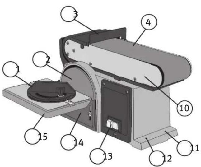 Labeled diagram of a mechanical device with numbered components for identification