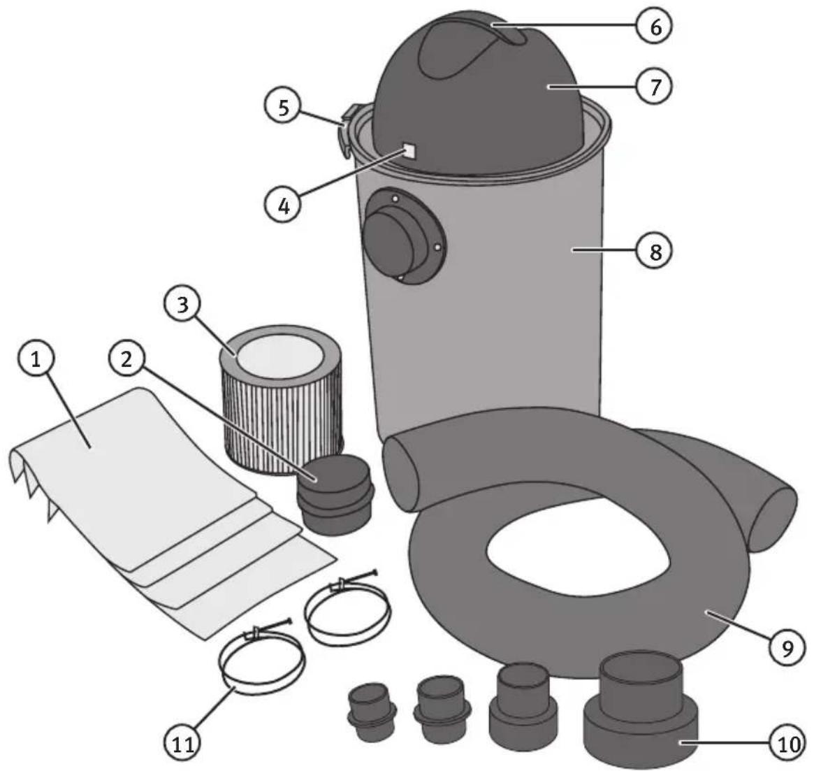 Exploded view diagram of a mechanical device with numbered parts for identification