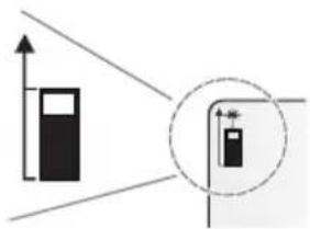 Diagram showing a vertical bar with an upward arrow and a magnified inset of a rectangular object with a dimension line.