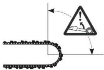 Diagram showing a collision between a chain and a vehicle, with an explosion warning symbol above the vehicle.