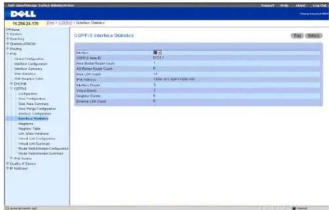 DELL PowerConnect M6220 - OSPFv3-Schnittstellenstatistik - 1