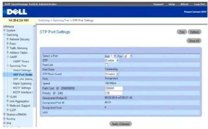 DELL PowerConnect M6220 - STP Port Settings (STP-Porteinstellungen) - 1