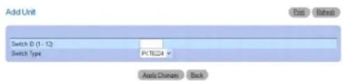 Add Unit Switch ID (1 - 12) Switch Type PCT824 Apply Changes Back