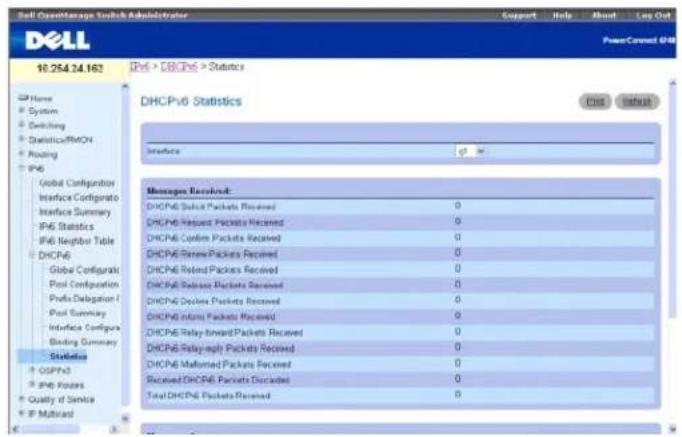 DELL PowerConnect M6220 - DHCPv6-Statistik - 1