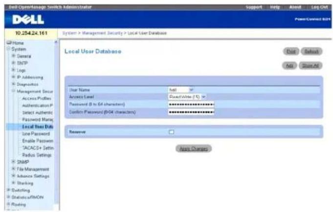 DELL PowerConnect M6220 - Abbildung 6-43. Lokale Benutzerdatenbank - 1