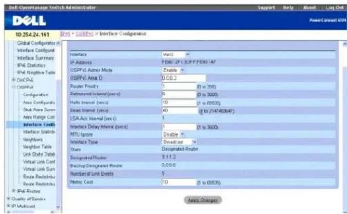 DELL PowerConnect M6220 - OSPFv3-Schnittstellenkonfiguration - 1