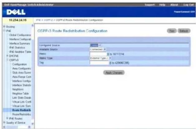 DELL PowerConnect M6220 - Konfiguration der OSPFv3-Routenumverteilung - 1