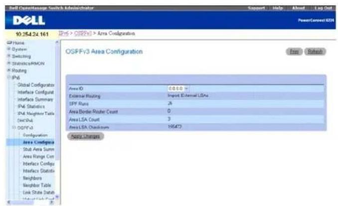 DELL PowerConnect M6220 - OSPFv3-Bereichskonfiguration - 1