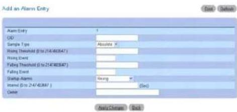 Add an Alarm Entry Alarm Entry OD Sample Type Absture Long Threshold (0 to 254783647) Absture Event Fating Threshold (0 to 254783647) Fating Event Startup Alarm Absture Travel (0 to 254783647) Case Auto Chatter Back