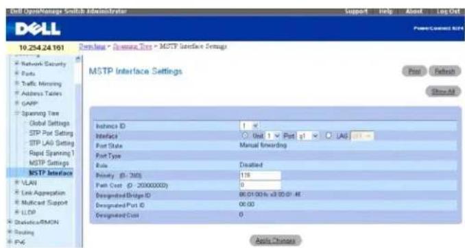 DELL PowerConnect M6220 - MSTP-Schnittstelleneinstellungen - 1