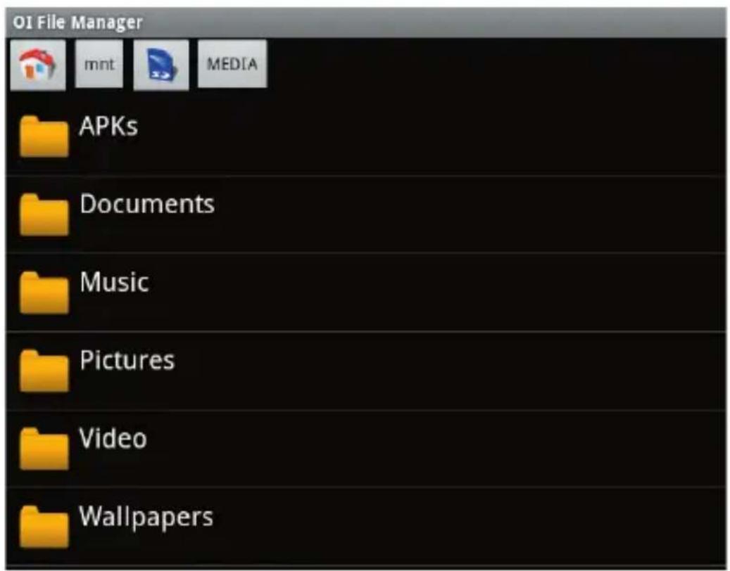 O1 File Manager mnt MEDIA APKs Documents Music Pictures Video Wallpapers