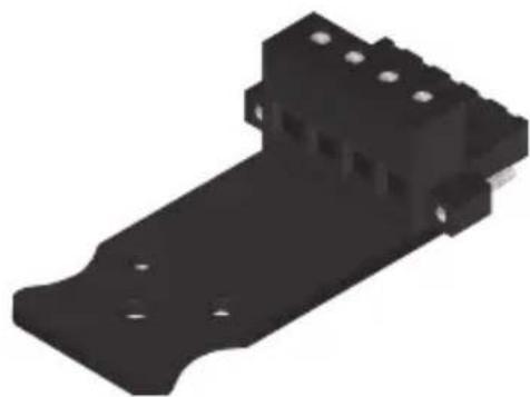 3D rendering of a black metal bracket with mounting holes and mounting holes (no text or symbols)