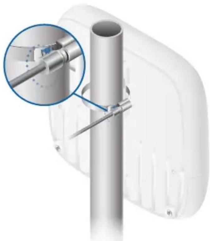 Close-up of a white cylindrical mechanical component with a magnified inset showing a detail (no text or symbols visible)