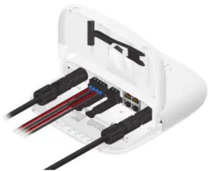 Internal view of a white electronic device showing internal components and wiring (no text or symbols visible)