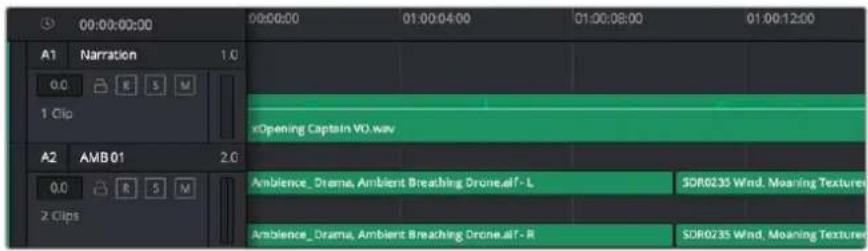 00:00:00:00 00:00:00 01:00:04:00 01:00:08:00 01:00:12:00 A1 Narration 1.0 0.0 R S M 1 Clip xOpening Captain VO.wav A2 AMB 01 2.0 0.0 R S M 2 Clips Ambience_Drama, Ambient Breaching Drone.af - L SDR0235 Wind, Moaning Textures Ambience_Drama, Ambient Breaching Drone.af - R SDR0235 Wind, Moaning Textures