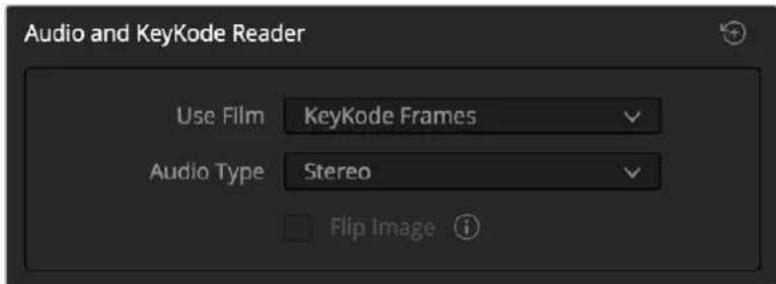 Audio and KeyKode Reader Use Film KeyKode Frames Audio Type Stereo Flip Image i