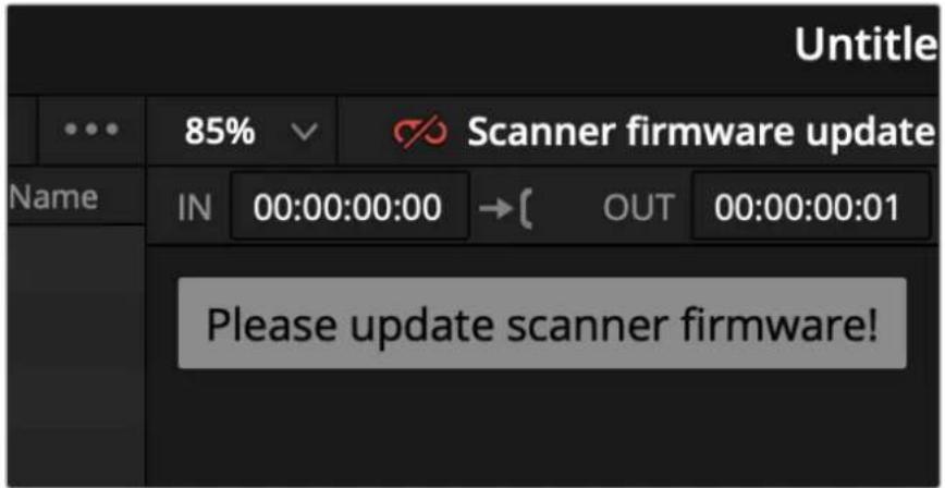 Untitled 85% Scanner firmware update Name IN 00:00:00:00 →[ OUT 00:00:00:01 Please update scanner firmware!