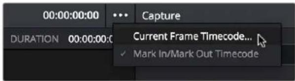 00:00:00:00 Capture DURATION 00:00:00: Current Frame Timecode... ✓ Mark In/Mark Out Timecode