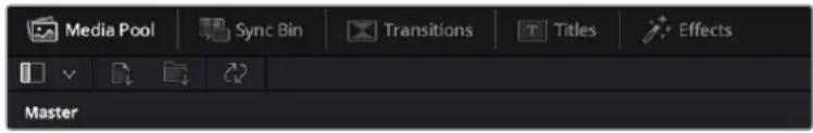 Media Pool Sync Bin Transitions Titles Effects Master