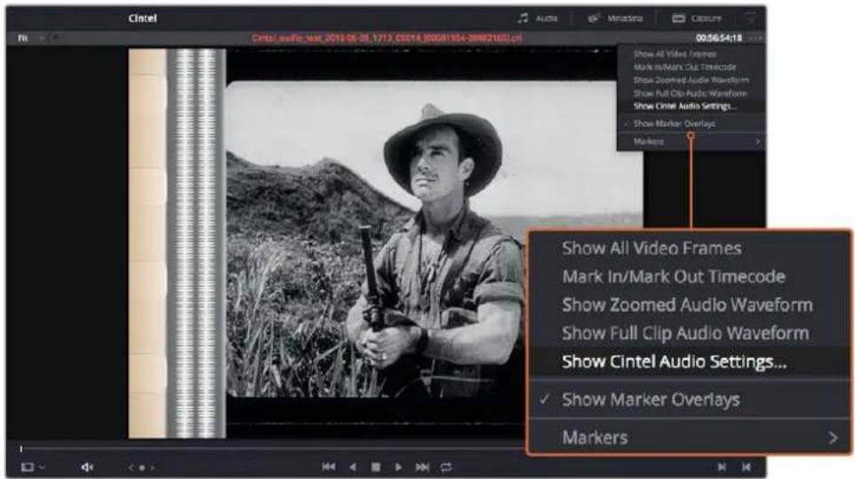 Cintel Cintel audio.txt 2019-06-28, 1713 CBC14 (0009154-26882165)... Show All Video Frames Mark In/Mark Out Timecode Show Zoomed Audio Waveform Show Full Clip Audio Waveform Show Cintel Audio Settings... Show Marker Overlays Markers Show All Video Frames Mark In/Mark Out Timecode Show Zoomed Audio Waveform Show Full Clip Audio Waveform Show Cintel Audio Settings... Show Marker Overlays Markers