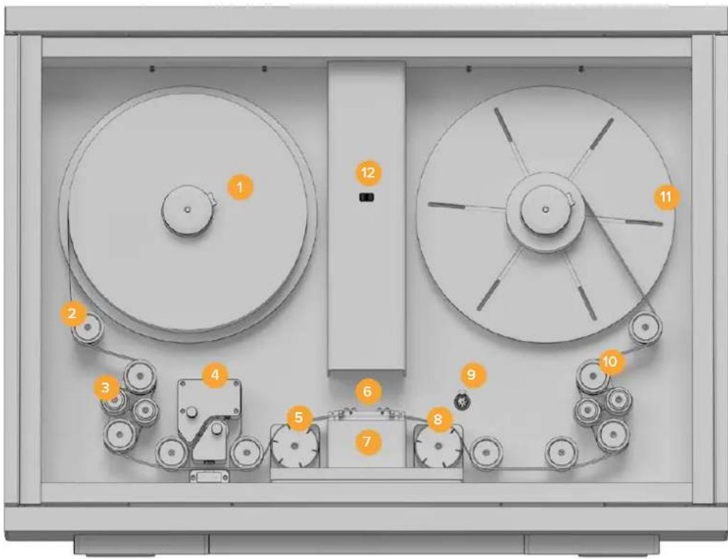 Technical diagram of a mechanical device with numbered components for identification