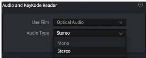 Audio and KeyKode Reader Use Film Optical Audio Audio Type Stereo Mono Stereo