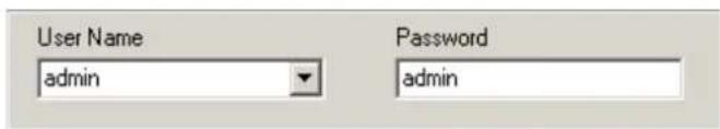 User Name admin Password admin