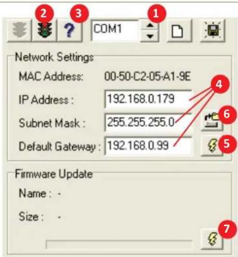 Network Settings MAC Address: 00-50-C2-05-A1-9E IP Address: 192.168.0.179 Subnet Mask: 255.255.255.0 Default Gateway: 192.168.0.99 Firmware Update Name: - Size: -