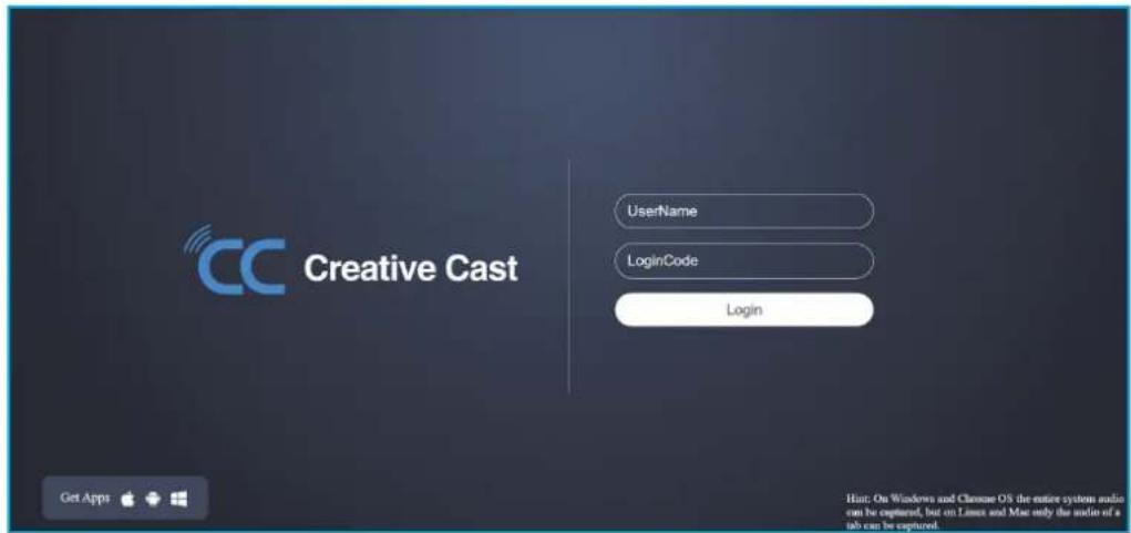 CC Creative Cast Username LoginCode Login Get Apps Get Apps Hot: On Windows and Chrome OS the entire system audio can be captured, but on Linux and Mac only the audio of a tab can be captured.