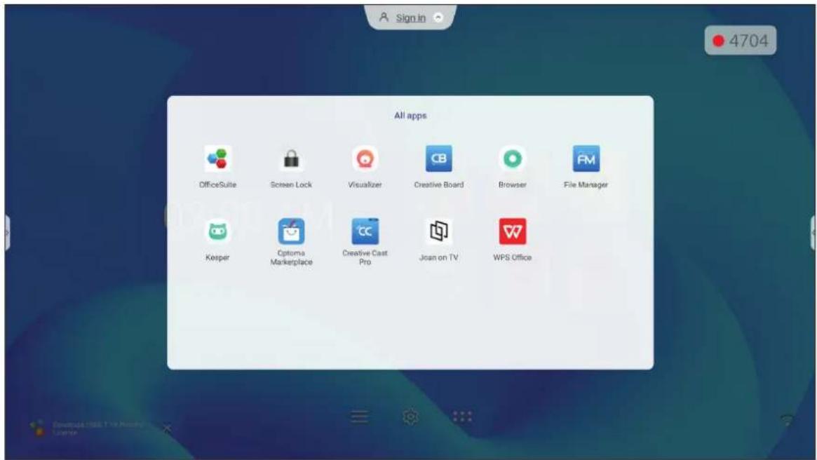 All apps OfficeSuite Screen Lock Visualizer Creative Board Browser File Manager Kesper Optoma Marketplace Creative Cast Pro Joan on TV WPS Office