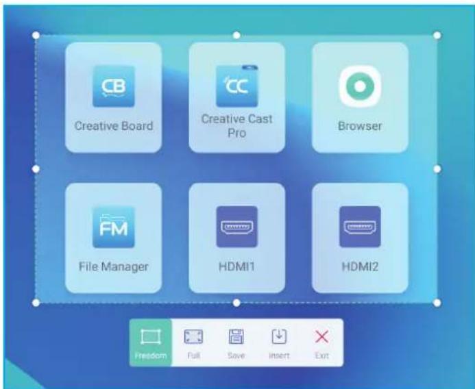 Creative Board Creative Cast Pro Browser File Manager HDMI1 HDMI2 Freedom Full Save Insert Exit
