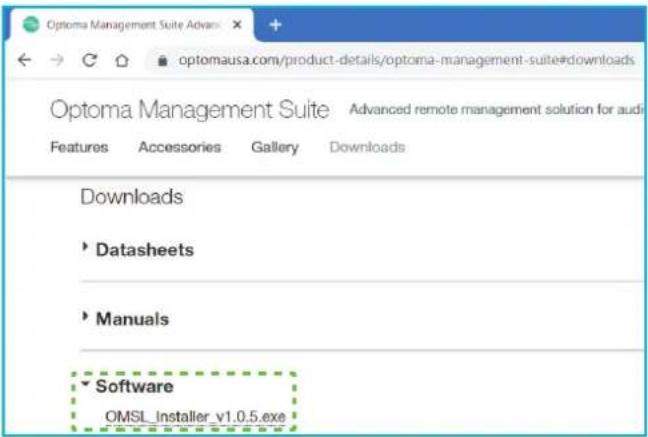 Optoma Management Suite Advanced remote management solution for audi Features Accessories Gallery Downloads Downloads ► Datasheets ► Manuals ► Software OMSL_Installer_v1.0.5.exe