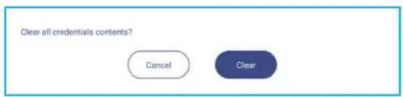 Clear all credentials contents? Cancel Clear