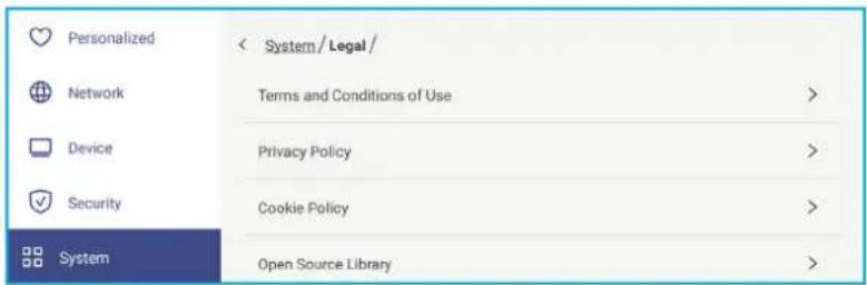 Personalized Network Device Security System < System / Legal / Terms and Conditions of Use > Privacy Policy > Cookie Policy > Open Source Library >