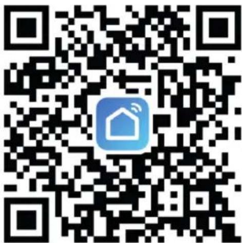 QR code with a blue home icon in the center, likely linking to a digital service or app.