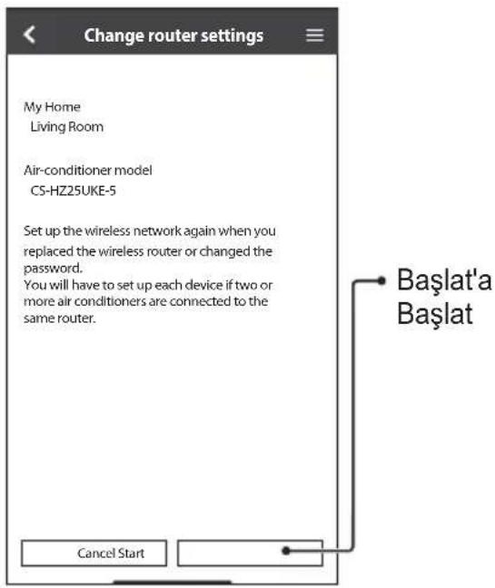 Device list My Home Air conditioner name Change Delete Living Room Kitchen Child Room Cihaz bilgilerini ve ayarlarını düzenleme Cihazı sil