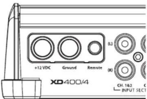 +12 VDC Ground Remote (L) (R) XD400/4 CH.1&2 INPUT SECT