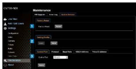GV730-NDI Maintenance User Name Add / Add Users Settings Configuration Video Camera Picture Auto Software Language Maintenance About 1 2 3 4 5 6 7 8 9 10 11 12 13 14 15 16 17 18 19 20 21 22 23 24 25 26 27 28 29 30 31 32 33 34 35 36 37 38 39 40 41 42 43 44 45 46 47 48 49 50 51 52 53 54 55 56 57 58 59 60 61 62 63 64 65 66 67 68 69 70 71 72 73 74 75 76 77 78 79 80 81 82 83 84 85 86 87 88 89 90 91 92 93 94 95 96 97 98 99 100