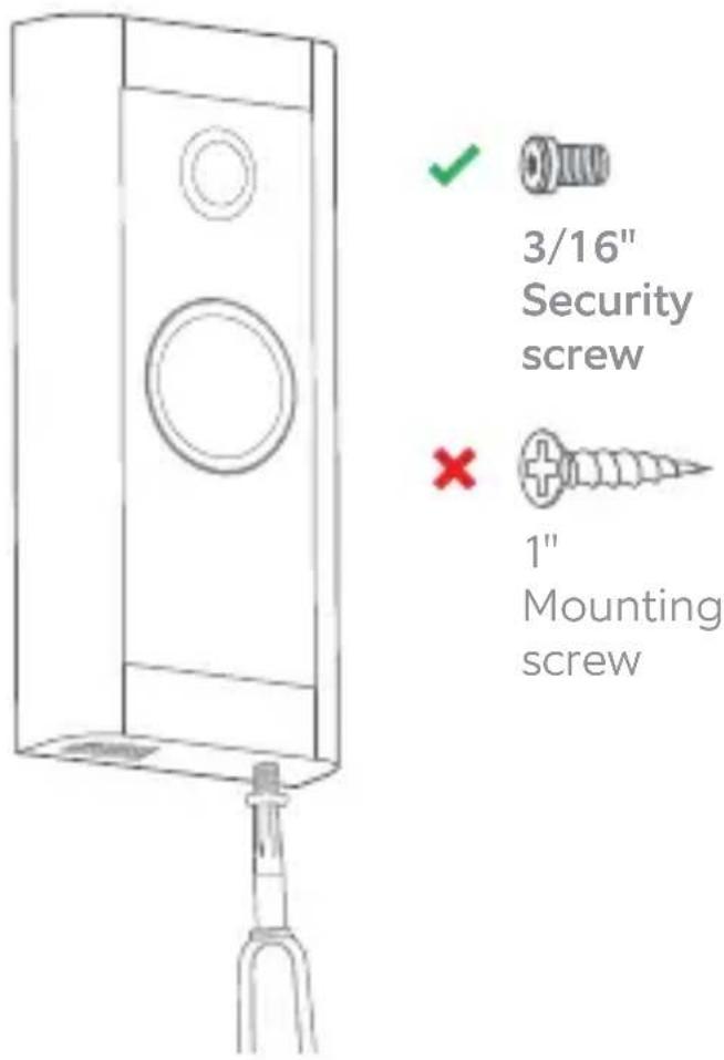 ✓ 3/16" Security screw × 1" Mounting screw