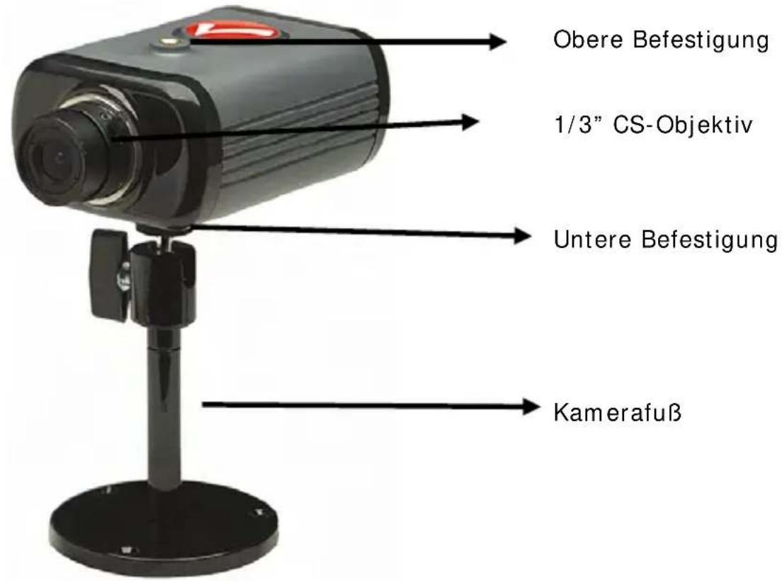 Obere Befestigung 1/3" CS-Objektiv Untere Befestigung Kamerafuß