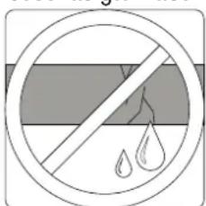 Prohibition sign with crossed line and droplet symbols, indicating no pollution or water discharge