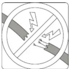 Safety warning sign showing no hazard and lightning symbol