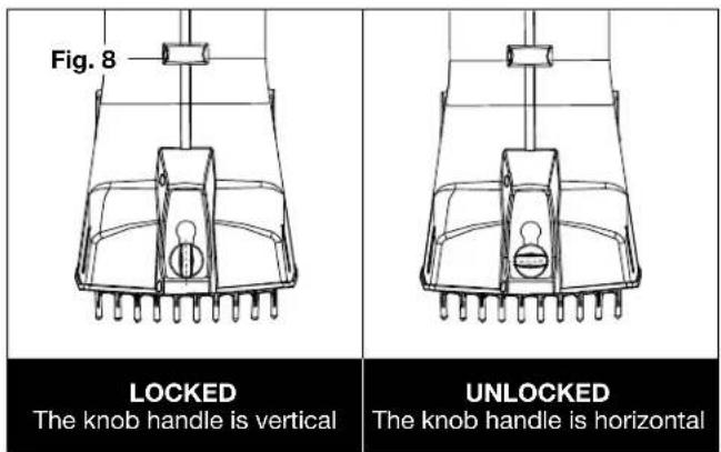 Fig. 8 LOCKED The knob handle is vertical UNLOCKED The knob handle is horizontal