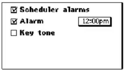 Scheduler alarms Alarm 12:00pm Key tone