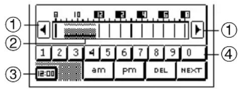 ① ② ③ 1 2 3 4 5 6 7 8 9 0 12:00 am pm DEL NEXT