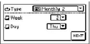 Type Month 2 Week 2 Day Thu NEXT