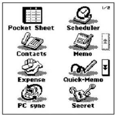 Pocket Sheet Contacts Expense PC sync Scheduler Memo Quick-Memo Secret 1/2