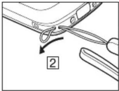 Diagram showing a sewing process with labeled parts and a numbered arrow indicating sequence