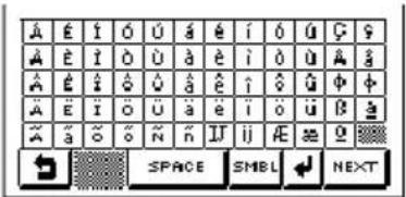A E I O U 4 é í ó ú G 9 A E I O U 8 é i ó ú A 3 A E I 6 0 5 2 1 ↑ 6 0 φ φ A E I O U 2 e i o u β 3 A 3 6 0 N n II i j € æ 0 SPACE SMBL NEXT